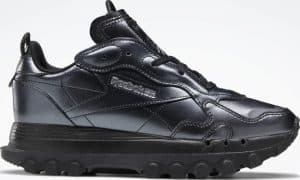 Reebok Cardi B Classic Leather Womens Shoes Core Black  Core Black  Dark Silver side view