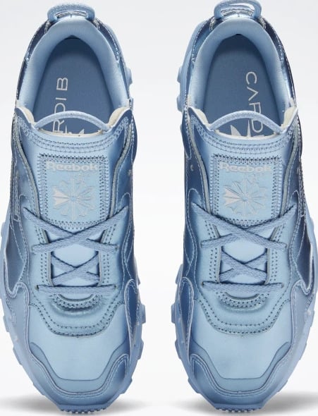 Reebok Cardi B Classic Leather Womens Shoes Fluid Blue  Fluid Blue  Silver Met top view pair