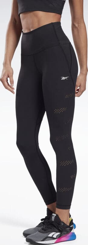 Reebok High-Rise Lux Perform Perforated Leggings worn front