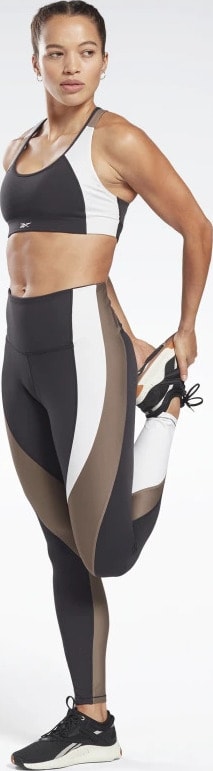 Reebok Lux High-Rise Leggings worn stretch