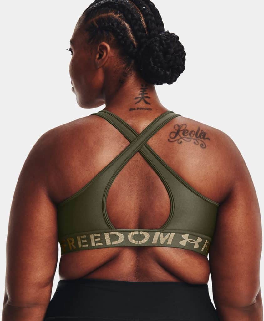 Under Armour Womens Armour® Mid Crossback Freedom Sports Bra worn back 3