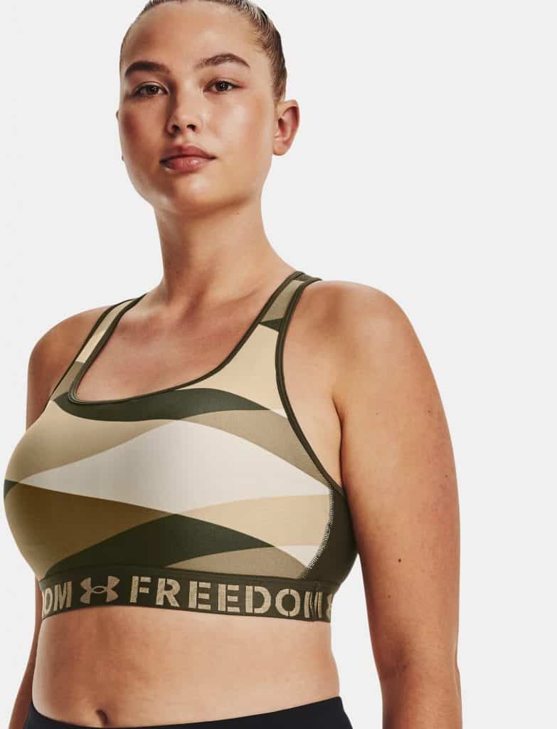 Under Armour Womens Armour® Mid Crossback Freedom Sports Bra worn front 4