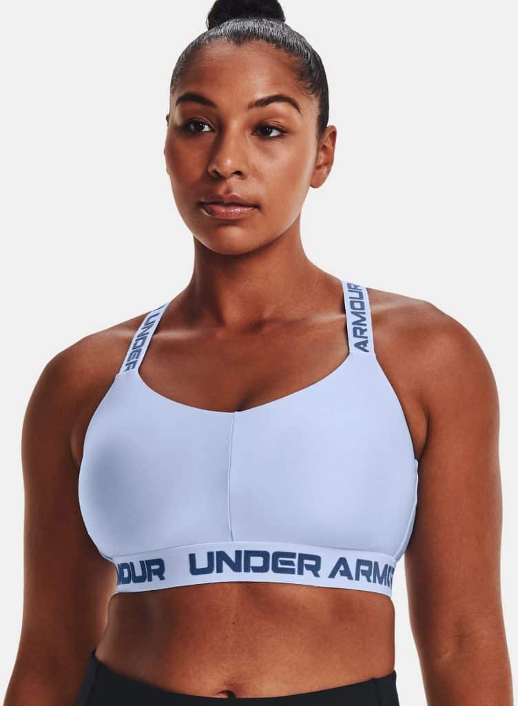 Under Armour Womens UA Crossback Strappy Low Sports Bra worn front 3