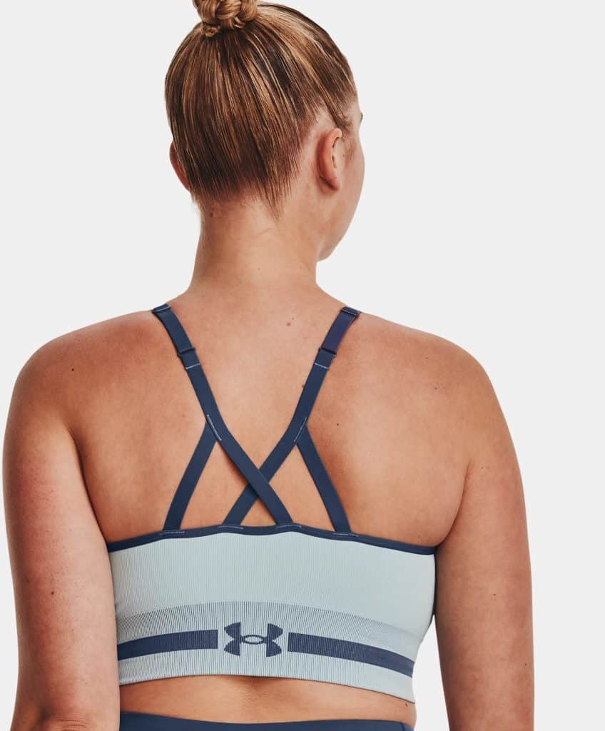 Under Armour Womens UA Seamless Low Long Sports Bra worn back 3