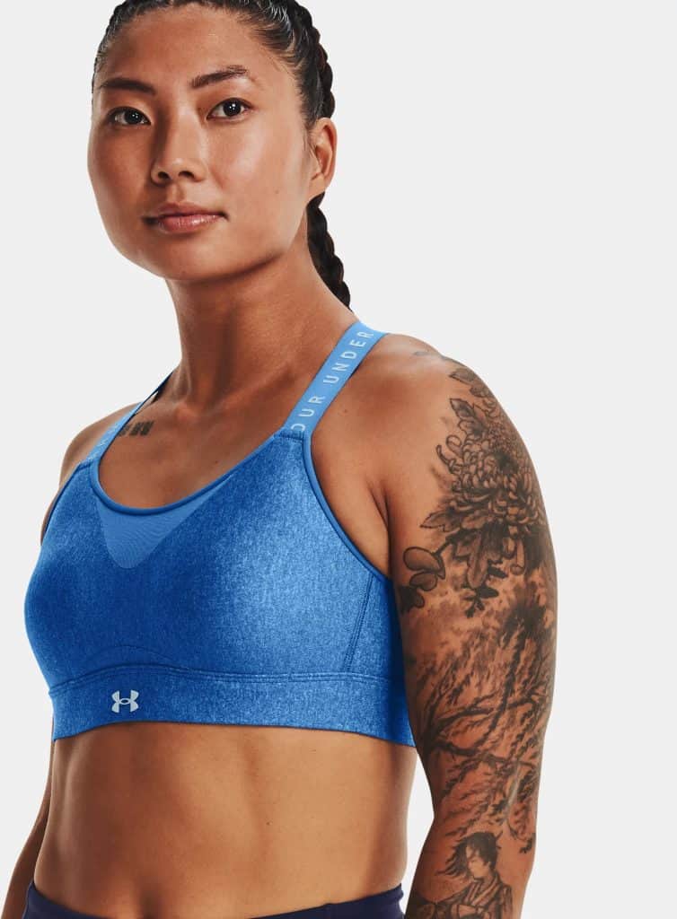 Under Armour Womens UA Infinity High Heather Sports Bra worn front