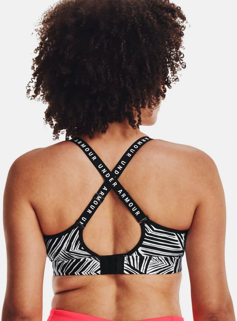Under Armour Womens UA Infinity Mid Printed Sports Bra worn baack 2