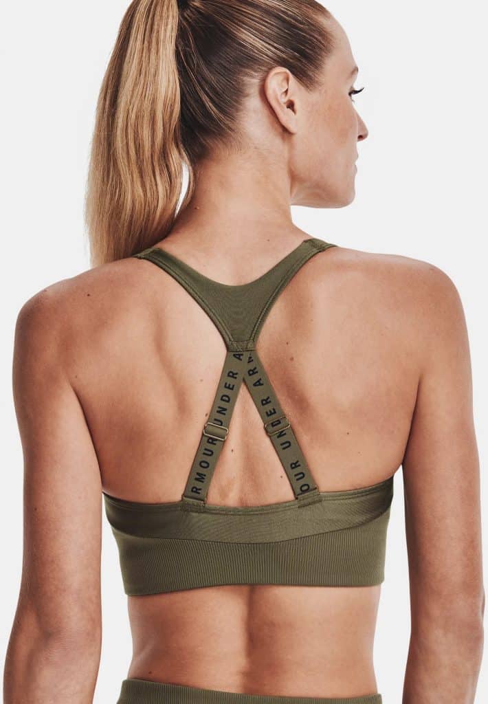 Under Armour Womens UA Infinity Mid Rib Sports Bra worn back
