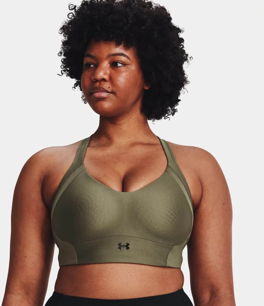 Under Armour Womens UA Infinity Mid Rib Sports Bra worn front 3