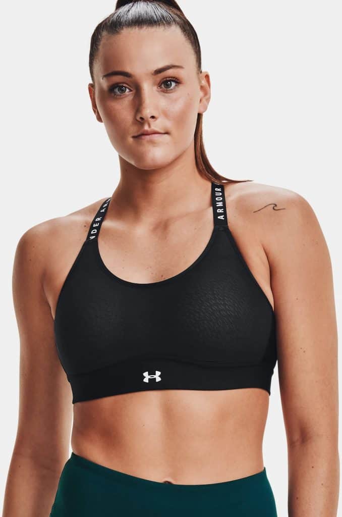 Under Armour Womens UA Infinity Mid Sports Bra worn front 2