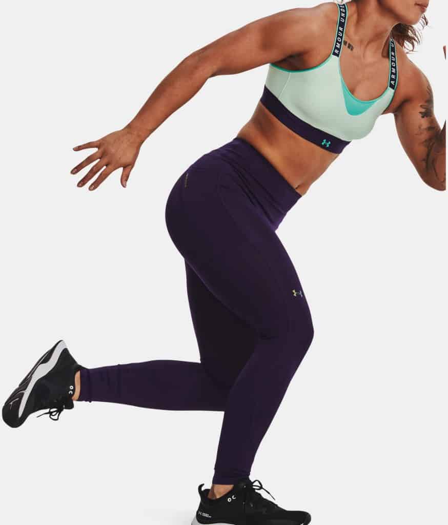 Under Armour Womens UA RUSH No-Slip Waistband Full-Length Leggings worn side view