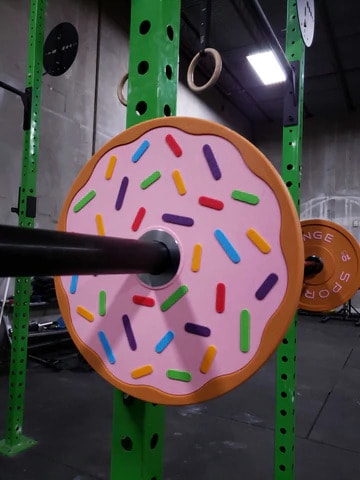 Fringe Sport 10lb Donut Bumper Plate racked 2