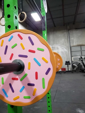 Fringe Sport 10lb Donut Bumper Plate racked 4
