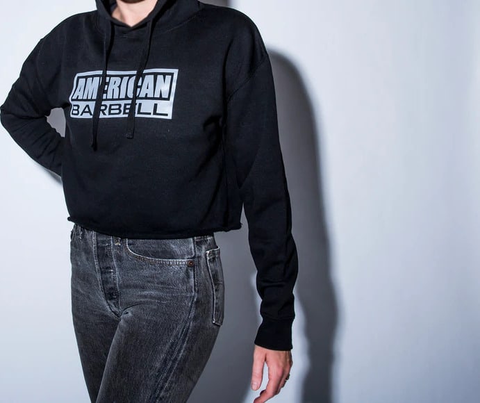 American Barbell Womens Crop Hoodie worn front