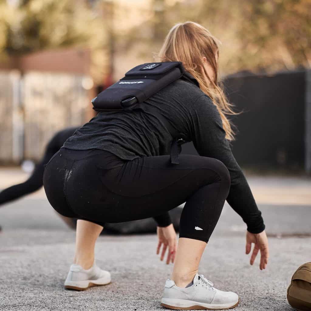GORUCK Womens Indestructible Cropped Tough Leggings w  Pockets worn squat