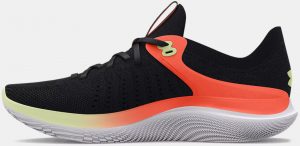 Under Armour Womens UA Flow Synchronicity Running Shoes black electric tangerine left side