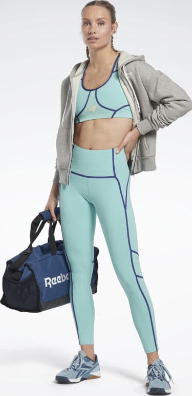 Reebok Les Mills Colorblock Leggings worn with a bag