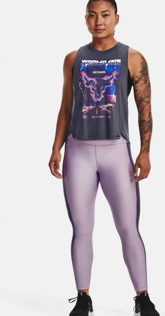 Under Armour Womens Project Rock HeatGear Ankle Leggings front worn
