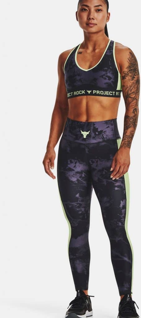 Under Armour Womens Project Rock HeatGear Print Ankle Leggings front worn