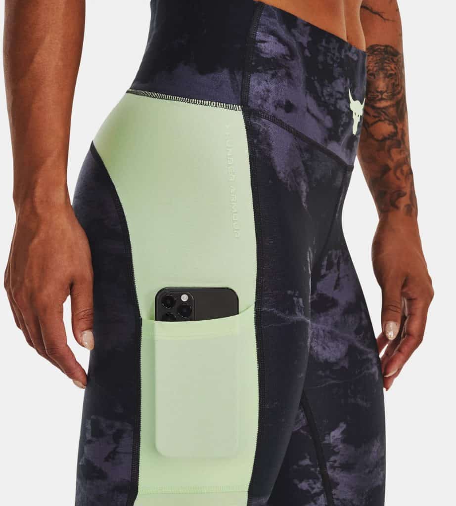 Under Armour Womens Project Rock HeatGear Print Ankle Leggings pocket