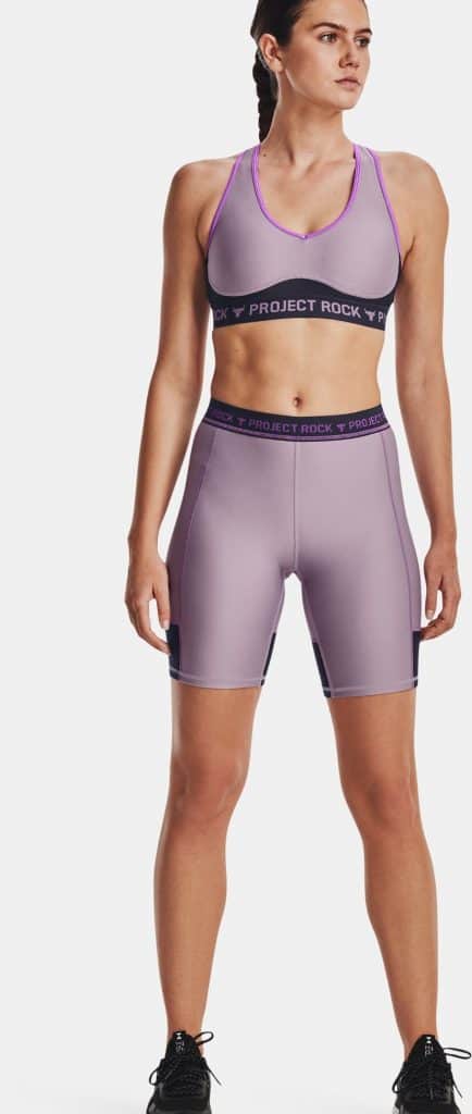 Under Armour Womens Project Rock Bike Shorts worn front