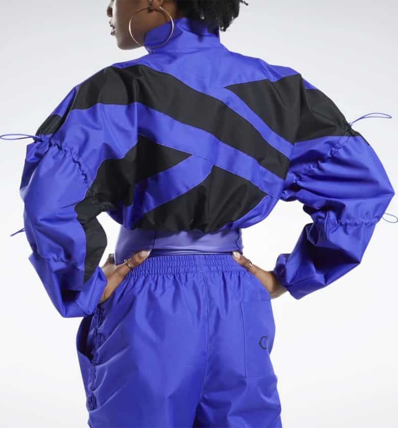 Reebok Cardi B Woven Crop Jacket back worn